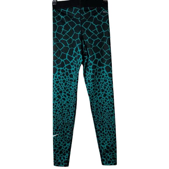 Nike Pro Leggings Women's Size XS Compression Blue Green Giraffe Print Dri-Fit - Picture 2 of 6